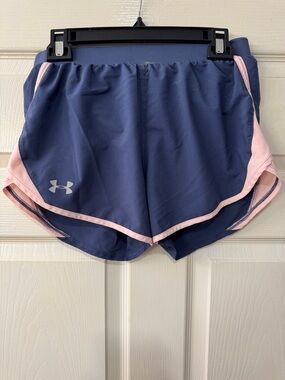 Under Armour Navy with Light Pink Trim Women's SM HeatGear Loose Running Shorts